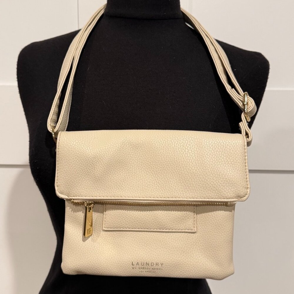 Laundry by Shelli Segal Ivory Beige Womens Crossbody Purse Shoulder Bag